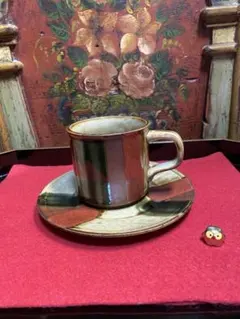 コーヒーカップ１点金入る梟付き