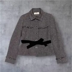 courrèges クレージュ ジャケット ベルベットリボン グレー 40のサムネイル