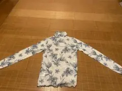 花柄 シアー タートルネック 長袖 トップス 水色　M