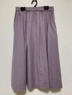 レディーススカート　パープル プリーツロングスカート