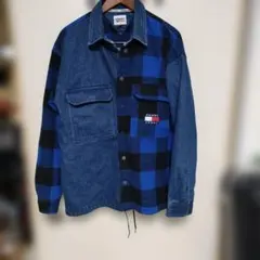 TOMMY JEANS デニムジャケット L 青・黒チェック