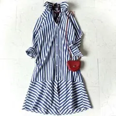 美品 ジャーナルスタンダード ブルーストライプ 長袖 ロング シャツワンピース