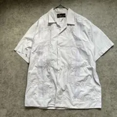 【 Bahama】リネン100%☆豪華刺繍☆キューバシャツ☆白　XL 極上 リネン100％ キューバシャツ 刺繍 開襟 ホワイト - メルカリ