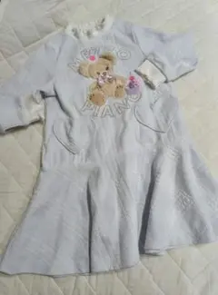 【中古】メゾピアノ　くま　ワンピース　白　卒園　入学　110　女子