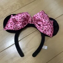 ミニーマウス風ヒョウ柄カチューシャ