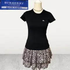 BURBERRY BLUE LABEL Tシャツ 半袖 黒 刺繍ロゴ Y2K