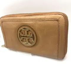 トリーバーチ★ジッピーロングウォレット 長財布 ソフトグレインレザー 本革 薄茶