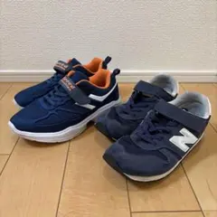 キッズ23㎝.2点セット.ニューバランス/373.防水/レインシューズ.紺のサムネイル