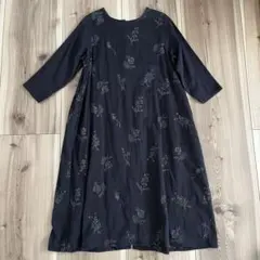 【未使用】シュシュドママン 麻ロングワンピース　リネン100% 黒　フリー 未使用】シュシュドママン 麻ロングワンピース リネン100% 黒 フリー