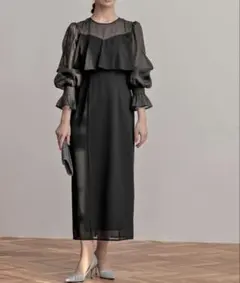 epic day ボリュームスリーブロングドレス ブラック Lサイズ