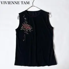 希少 VIVIENNE TAM 刺繍 花 パワーネット ノースリーブ 黒 - メルカリ