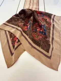 6225イヴ・サンローランYSL大判スカーフ高級シルク100%ペイズリー