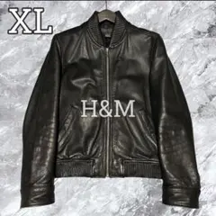 大きいサイズ H&M レザージャケット ブルゾン 本革 牛革 ジップアップ XLのサムネイル