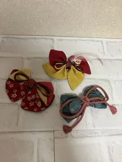 和装　髪飾り　レトロ　リボン型　3個セット