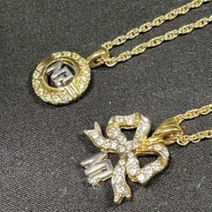 2セット　ニナリッチ　Nina Ricci　ネックレス　ラインストーン　ゴールド