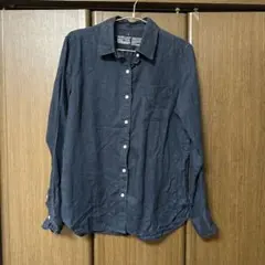 リネン 長袖シャツ ネイビー S レディースのサムネイル