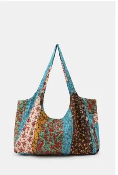 ZARA フラワープリントコットン100% マキシバッグ