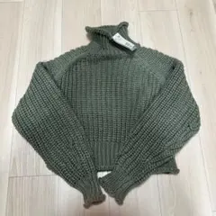 H&M チャンキーニットトップス 緑 カーキ
