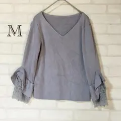 GRL 薄青　長袖カットソー レース　M