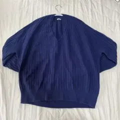 【極美品 希少】 イエナ コクーンリブVネックプルオーバー ニット F ネイビー