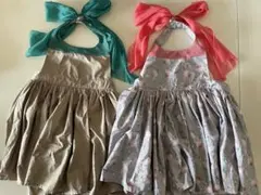 MARLMARL フラミンゴ柄とカーキ色のエプロン2点セット