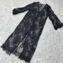 【c5690】INGNI カーディガン ロング　ブラック　レース