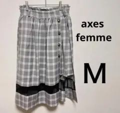 axes femme グレー　スカート　チェック　Ｍサイズ　スリットデザイン
