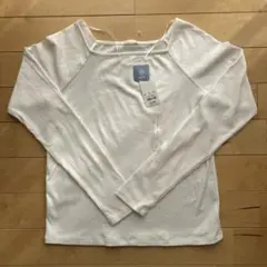 【美品】スクエアカット　カットソー　白　長袖　タグ付き　GU Ｌサイズ