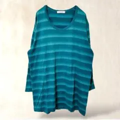 アーバンリサーチ　長袖Tシャツ　L　グリーン系　ボーダー柄　カジュアル　ロンTのサムネイル
