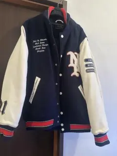 値下げ スタジャン ネイビー/ホワイト 刺繍入り