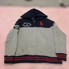 Polo Ralph Lauren ジップパーカー ビッグポニー 短丈 y2k 美品Y2K ポロラルフローレン ビッグポニー ジップパーカー 短丈 グレー