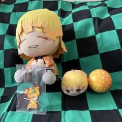 鬼滅の刃　我妻善逸のぬいぐるみとキーホルダーとボールとビニールケースの5点セット