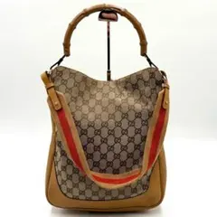 美品✨GUCCI GGキャンバス シェリーライン バンブー ショルダーバッグ