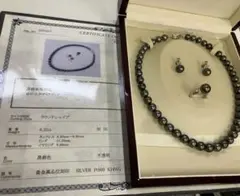 3点セット　黒蝶ネックレス&イヤリング&ダイヤリング