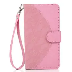 【訳あり】 iPhoneX / XS 花柄 レース 手帳型 ケース ピンク ☆