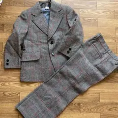 グレー系チェック スーツセット（ジャケット・パンツ・ベスト）　USED