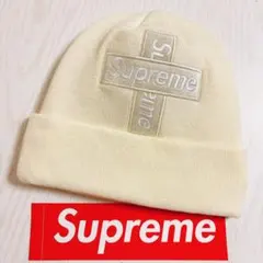 Supreme NEW ERA ニット帽　ビーニー　クロスBOXロゴ　アイボリー