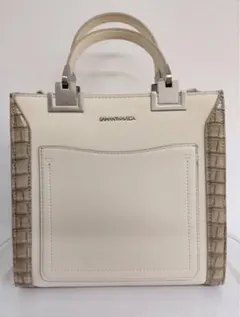 【SAMANTHAVEGA】トートバッグ アイボリー×クロコ型押し