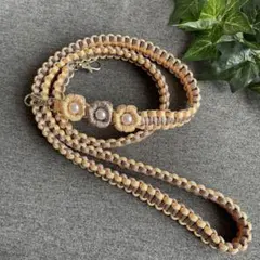 パラコード スマホショルダーストラップ お花 パールビーズ 携帯チャーム 手作り