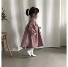 バルーン袖ワンピース　ピンク　110 韓国子供服　ぽわん袖　誕生日会