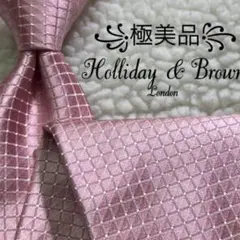 【未使用級✨】ホリデー&ブラウン ソリッドタイ ピンク ジャガード イタリア製のサムネイル