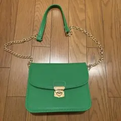 グリーン チェーン ショルダーバッグ ゴールド金具