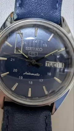 SEIKO5 自動巻き時計 青文字盤