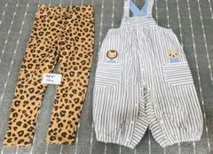 110㌢レオパード柄レギンスとオーバーオールセット