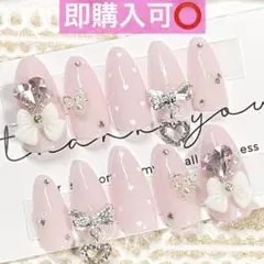 ネイルチップ現品オーダー量産型フレンチガーリー韓国スナ系ちゅるんワンホン白ピンク