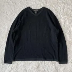 90s バナナリパブリック Vネックコットンニットカットソー ロンT　Mサイズ