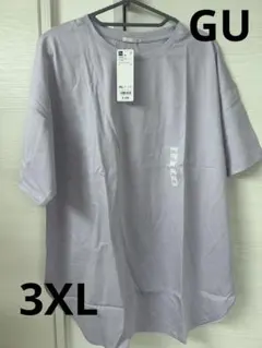 新品 GU 3XL マーセライズド ラウンドヘムチュニックT 紫のサムネイル