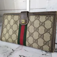 美品】GUCCI オールドグッチ 二つ折り財布 シェリーライン GG