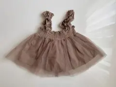 monpetitbebe モンプチ　ブラウン　チュールワンピース　ドレス　S