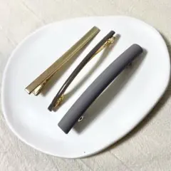 ヘアアクセサリー 3点セット バレッタ ヘアピン ゴールド グレー まとめ売り